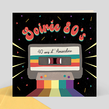 Invitation anniversaire Cassette Disco